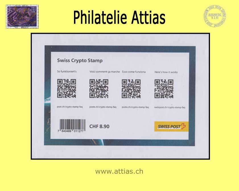 CH 2021 Swiss Crypto Stamps 1.0 Token ID ?, Umschlag verschlossen, Einzelwert  Postfrisch und NFT unbenutzt