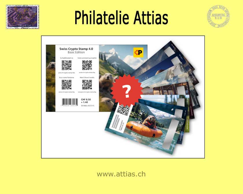 CH 2024 Swiss Crypto Stamps 4.0 Basic Edition Token ID ?, Umschlag verschlossen, Einzelwert  Postfrisch und NFT unbenutzt