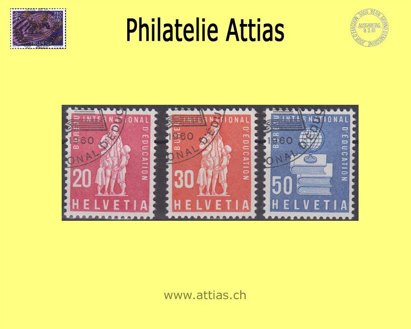 CH 1960 DV 46-48 Symbolic representation and Pestalozzi monument, color change and supplementary values, Set cancelled