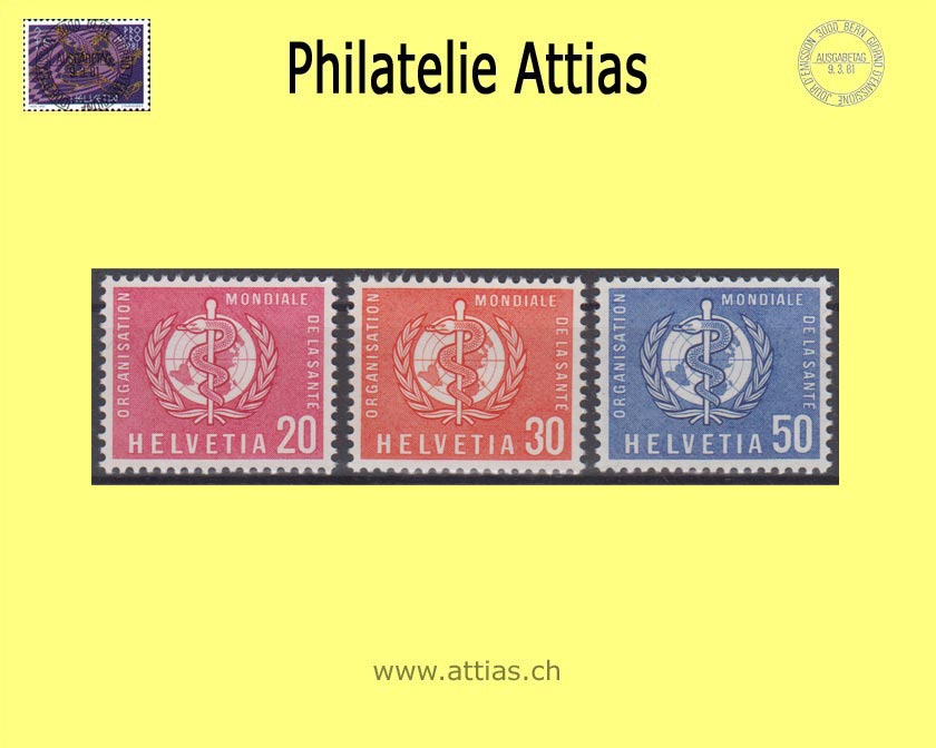 CH 1960 DVI 32-34 Symbolic representation, color change and supplementary values, Set MNH