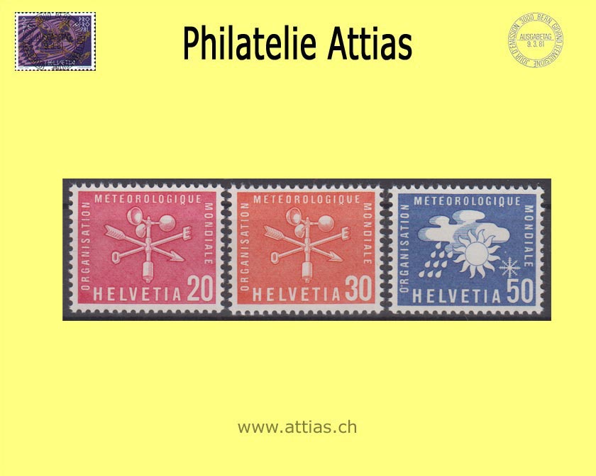 CH 1960 DIX 7-9 Symbolic representations, color change and supplementary values, Set MNH