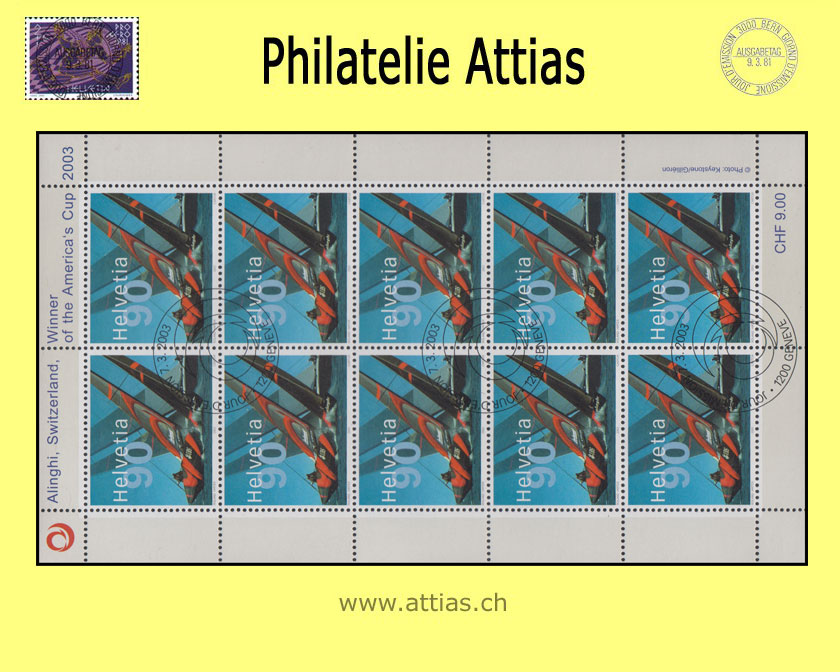 CH 2003 Alinghi, Switzerland - Kleinbogen - ET-Stempel