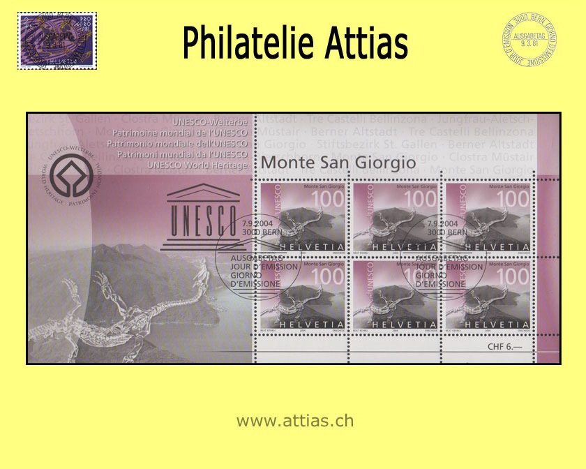 CH 2004 UNESCO-Welterbe - Monte San Giorgio - ET-Stempel