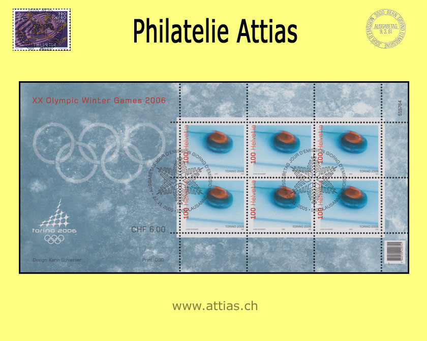 CH 2005 Olympische Winterspiele Turin 2006 Curling - ET-Stempel