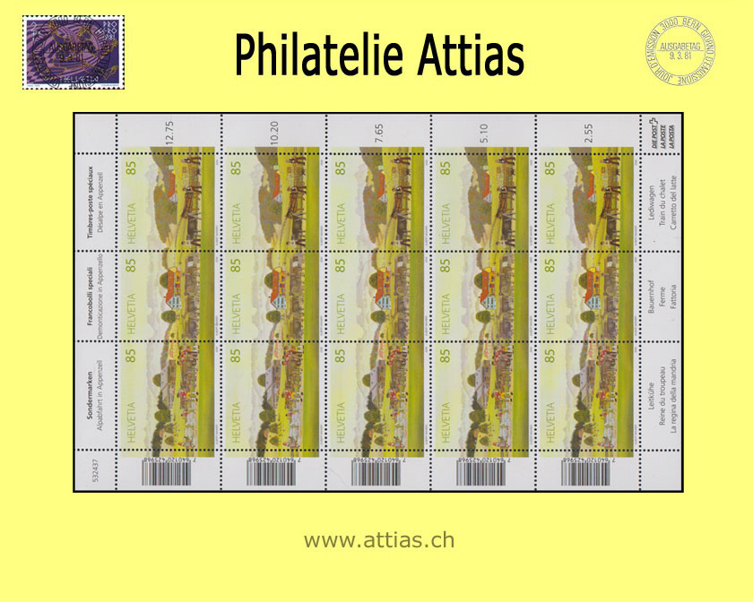 CH 2009 Alpabfahrt - Zusammendruck-Bogen - Postfrisch