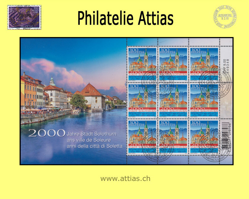 CH 2020 2000 years city of Solothurn - decorative sheet - FD-Cancel.