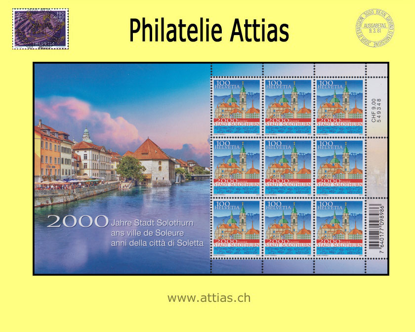 CH 2020 2000 years city of Solothurn - decorative sheet - MNH