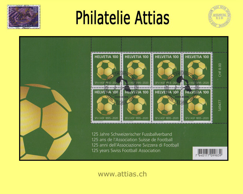 CH 2020 125 years Swiss Football Association - decorative sheet - FD-Cancel.