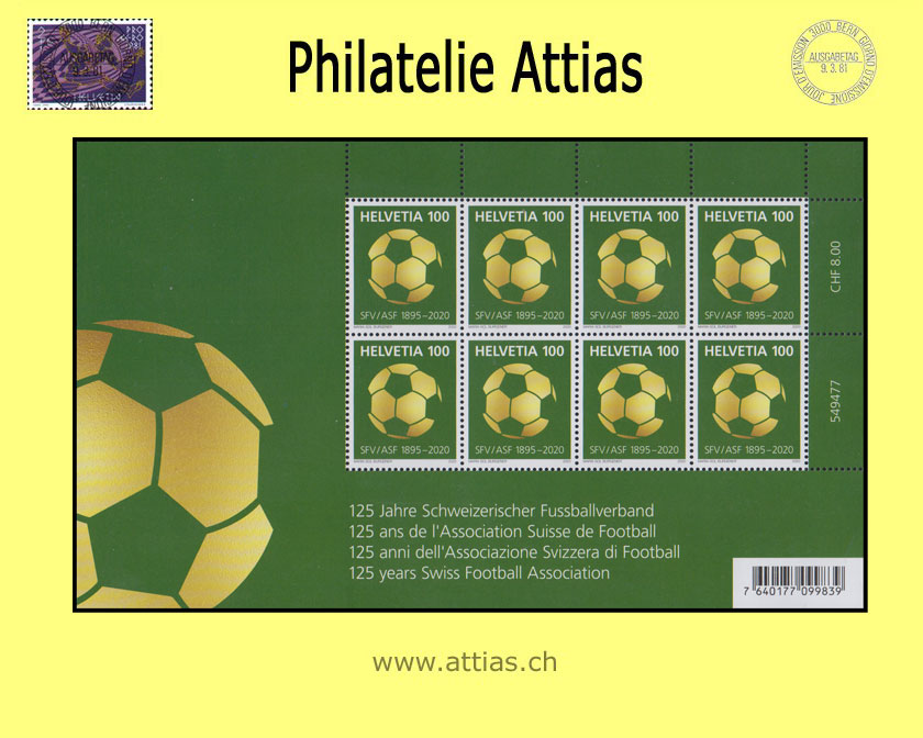 CH 2020 125 years Swiss Football Association - decorative sheet - MNH