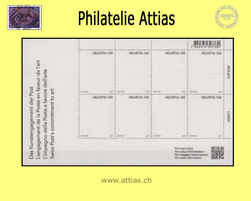 CH 2021 Swiss Post's commitment to art - decorative sheet - MNH