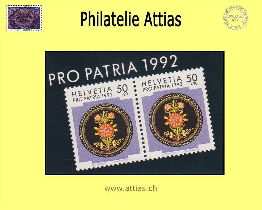 CH 1992 MH Pro Patria (B-4) Postfrisch Keramikplatte