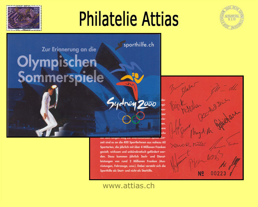 CH 1996 MH Pro Sport (PS-9) MNH Olympic Summer Games Sydney 2000