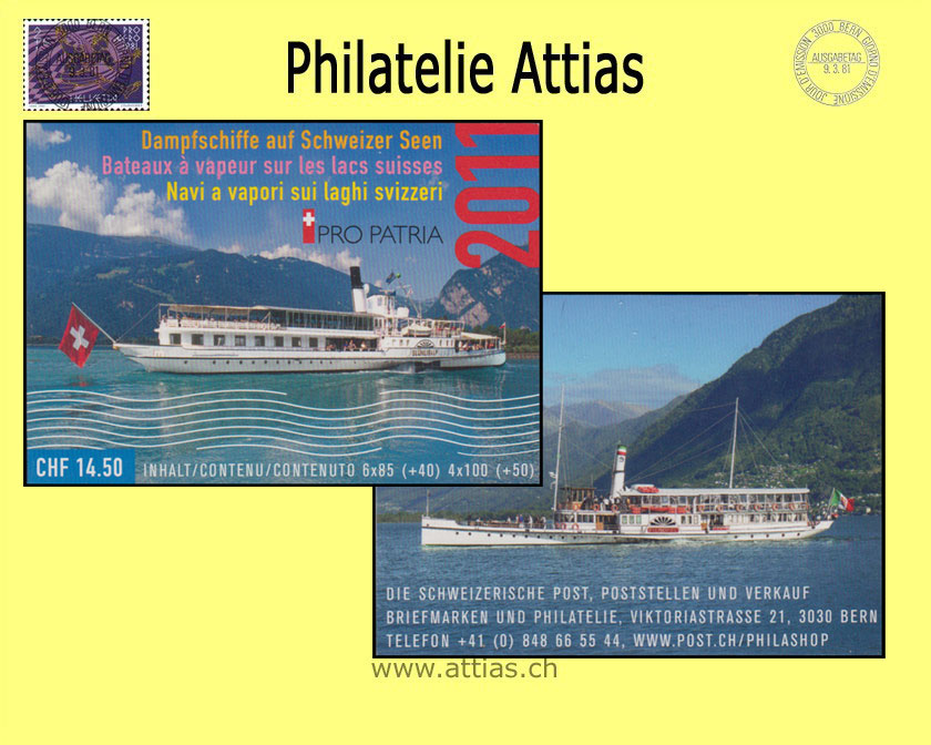 CH 2011 MH Pro Patria (B-23) MNH Steamboats