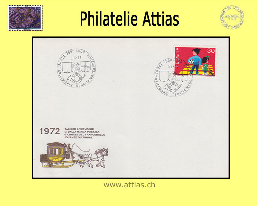 CH 1972 Stamp Day Chur GR, cover cancelled 3.12.72 7000 Chur