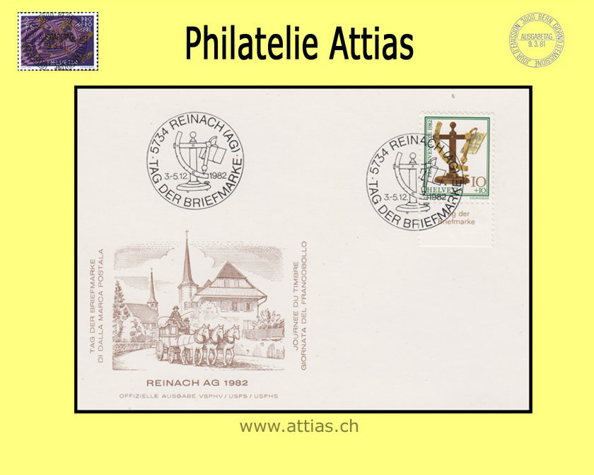 CH 1982 Stamp Day Reinach AG, card cancelled 3.-5.12.1982 5734 Reinach (AG)