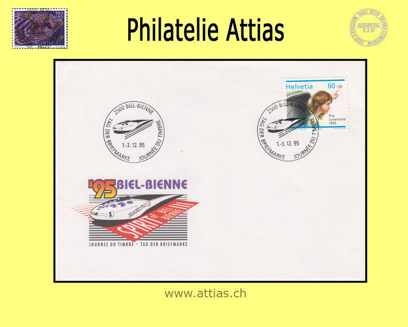 CH 1995 Stamp Day Biel-Bienne BE, cover cancelled 1.-3.12.95 2500 Biel-Bienne