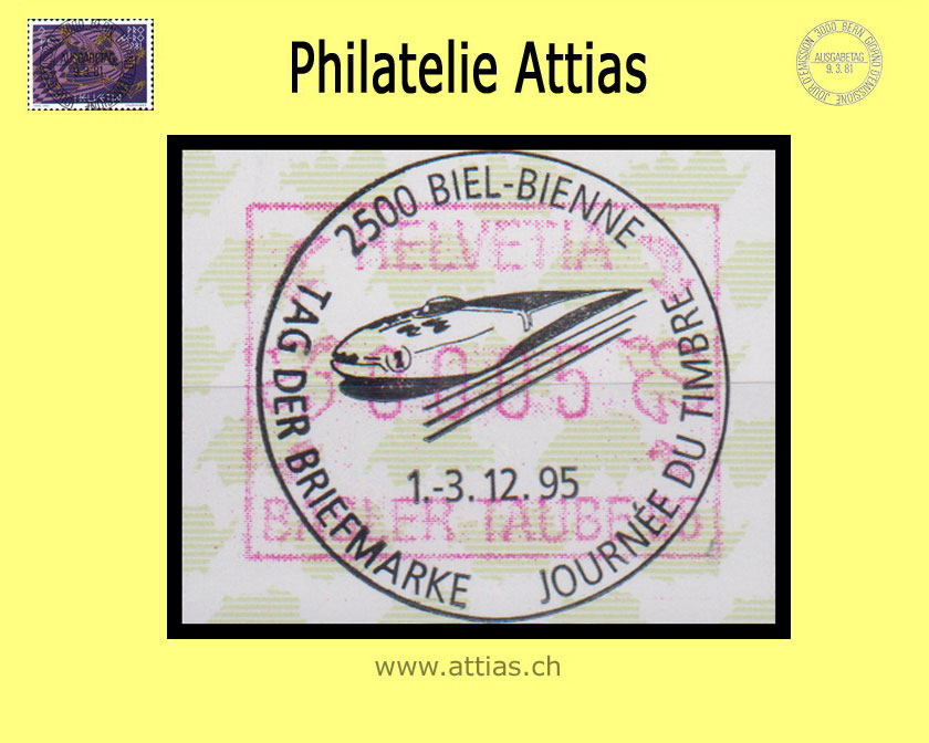 CH 1995 TdB Biel-Bienne BE, Sonderstempel Tag der Briefmarke 1995 auf Automaten-Marke (ATM)