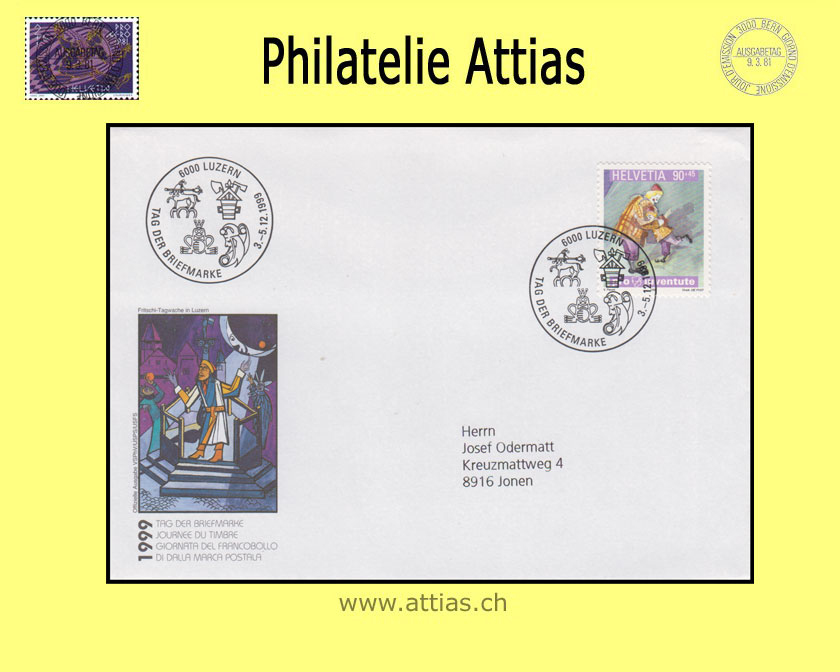 CH 1999 Stamp Day Luzern LU, cover  cancelled 3.-5.12.1999 6000 Luzern