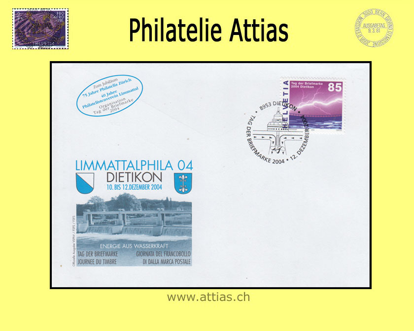 CH 2004 Stamp Day Dietikon ZH, cover with imprint Jubiläum cancelled 2. Dezember 2004 8953 Dietikon