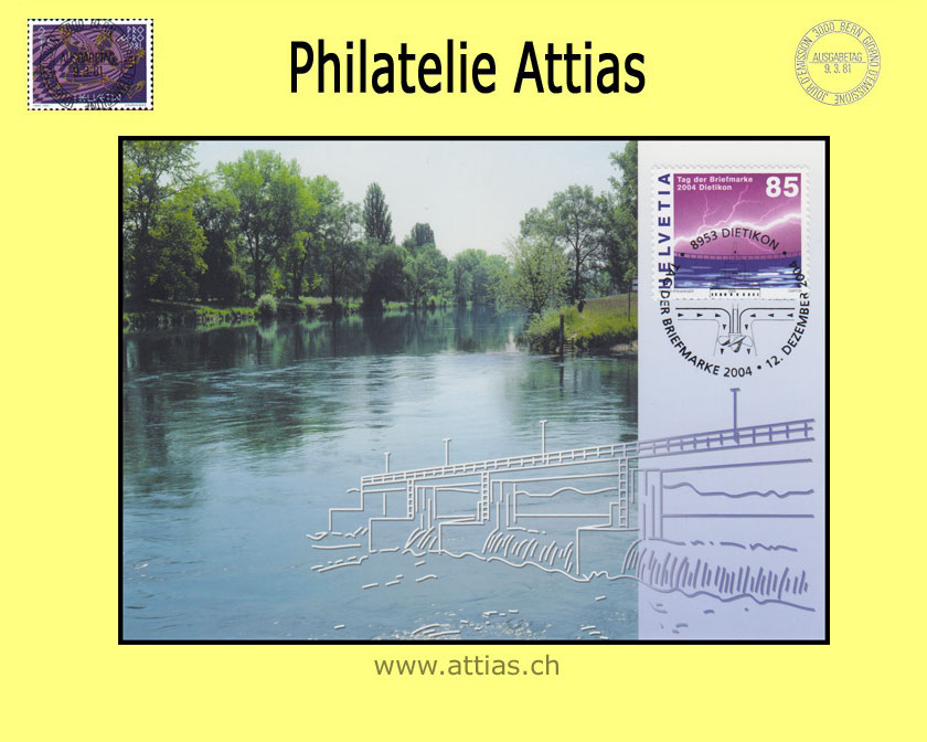 CH 2004 Stamp Day Dietikon ZH, postal card used as a maximum card cancelled 12. Dezember 2004 8953 Dietikon
