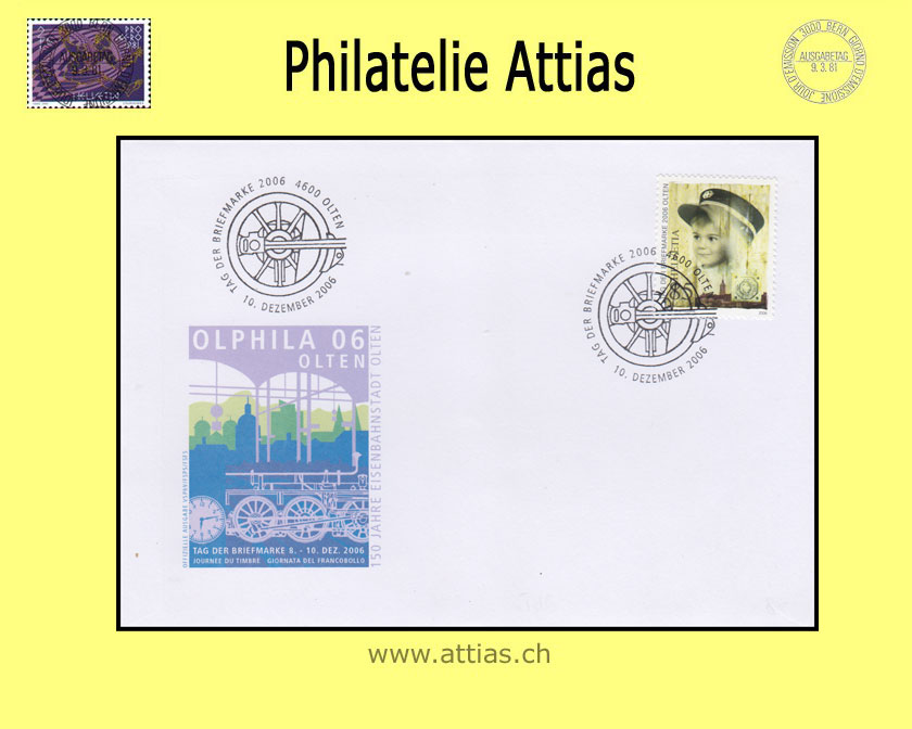 CH 2006 Stamp Day Olten SO, cover cancelled 10. Dezember 2006 4600 Olten
