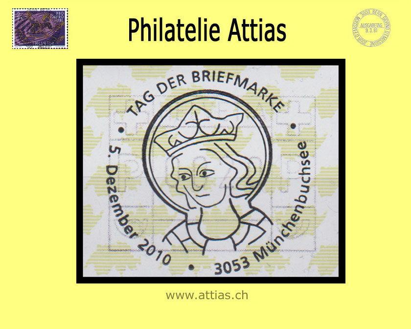 CH 2010 Stamp Day Münchenbuchsee (Bern) BE, Special cancellation Tag der Briefmarke 2010 on Frama stamp (ATM)